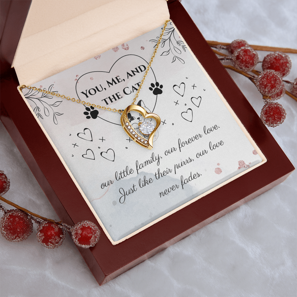 You, Me, and the Cat β Forever Love Necklace for Cat Lovers, Couples & Cat Moms