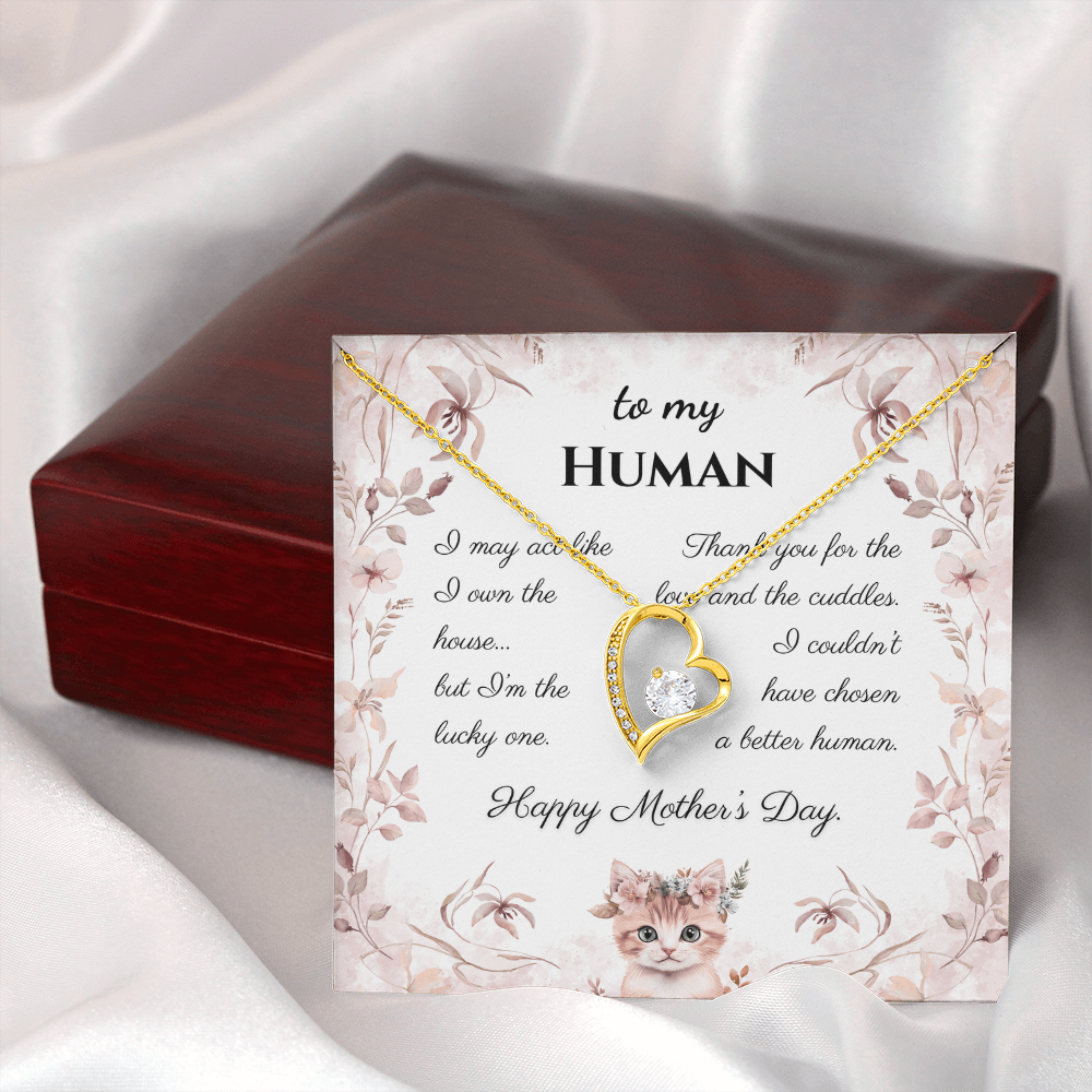 To My Human – Forever Loved Forever Love Necklace | Mother's Day Gift from the Cat for Cat Moms
