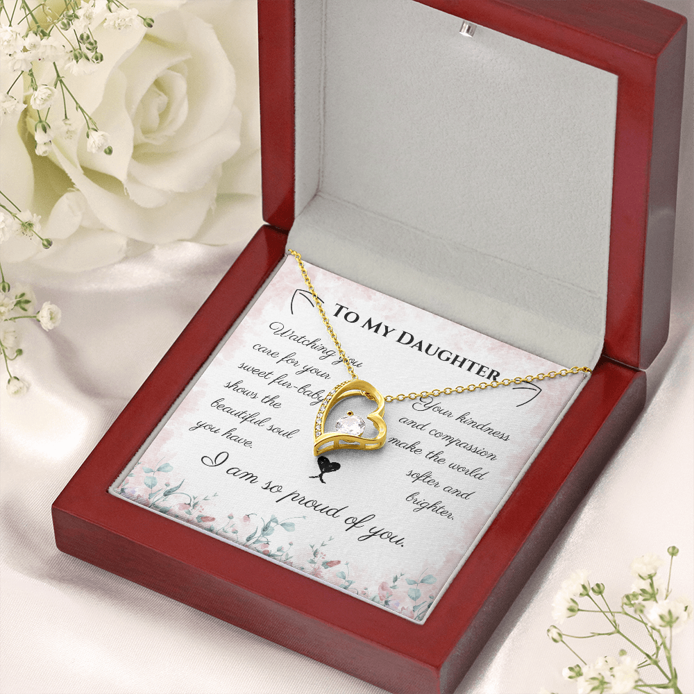 To My Daughter Forever Love Necklace – Cat Lover Daughter Gift