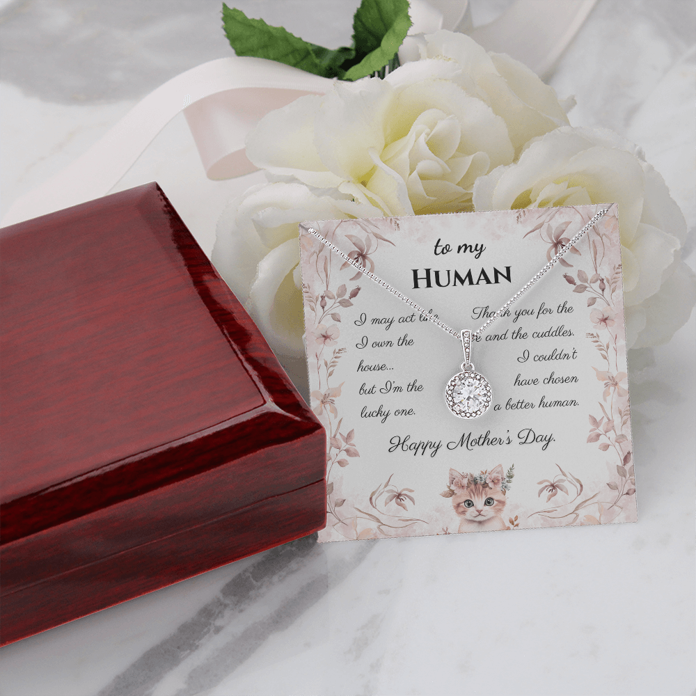To My Human – Forever Loved Eternal Hope Necklace | Mother's Day Gift from the Cat for Cat Moms