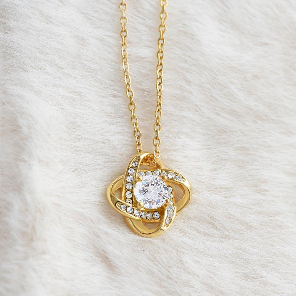 Cat Mom Love Knot Necklace – Cat Lover Gift for Women | Yellow & White Gold Options