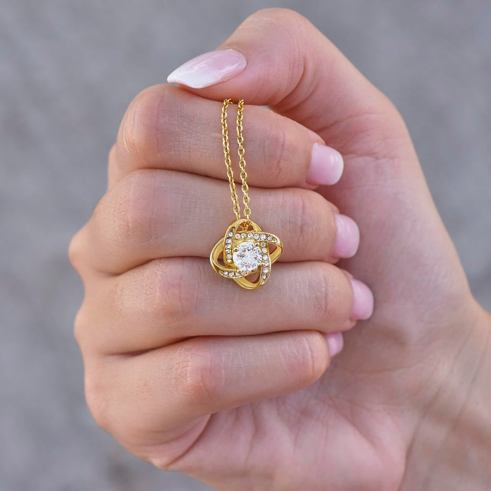 Cat Mom Love Knot Necklace – Cat Lover Gift for Women | Yellow & White Gold Options