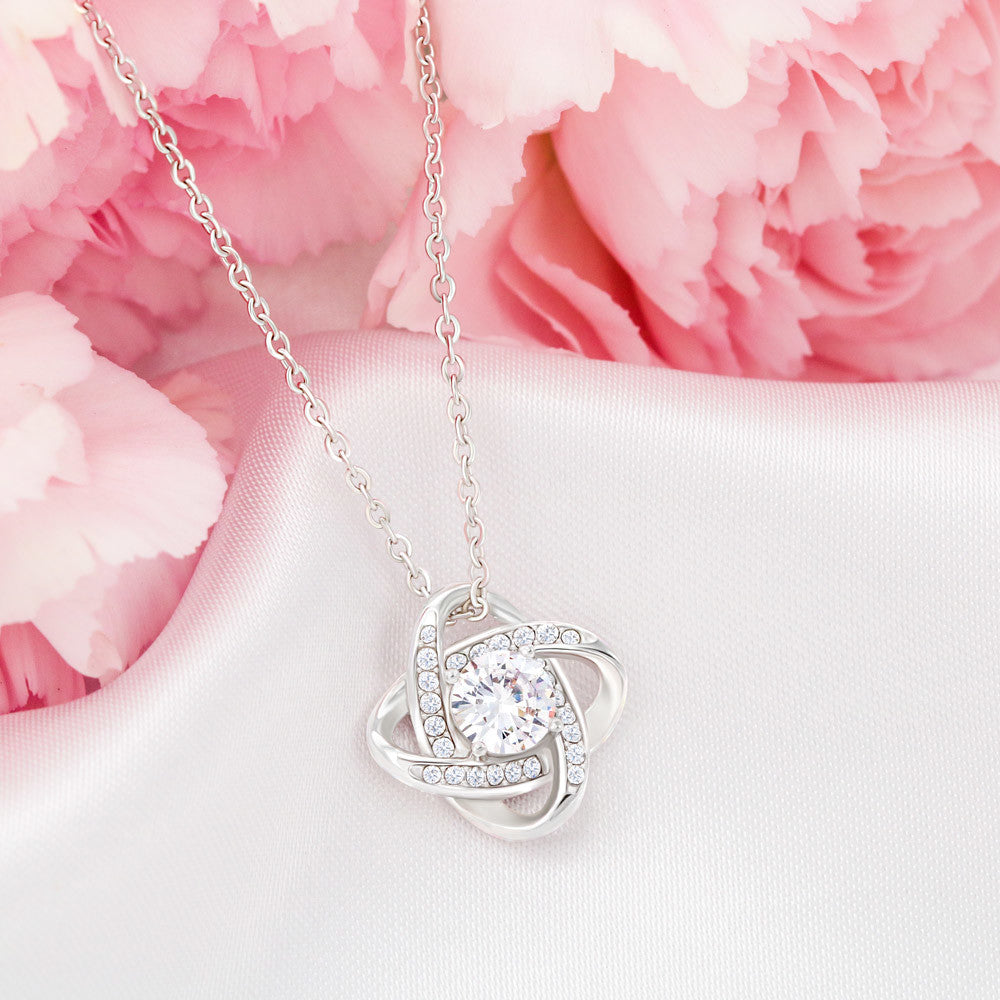 Cat Mom Love Knot Necklace – Cat Lover Gift for Women | Yellow & White Gold Options