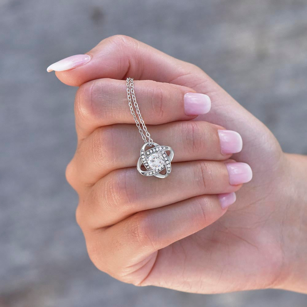 Cat Mom Love Knot Necklace – Cat Lover Gift for Women | Yellow & White Gold Options