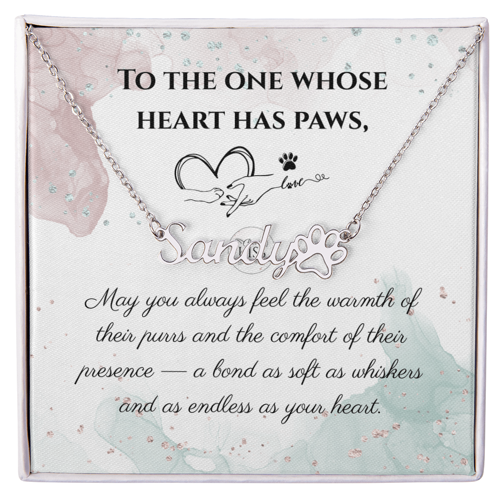 Personalized Paw Print Name Necklace – Custom Cat Lover Gift