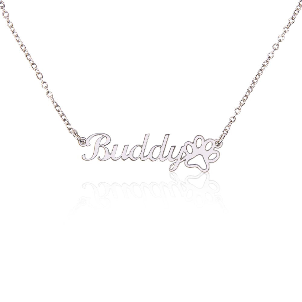 Personalized Paw Print Name Necklace – Custom Cat Lover Gift