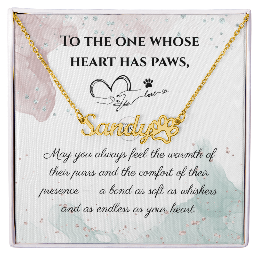 Personalized Paw Print Name Necklace – Custom Cat Lover Gift