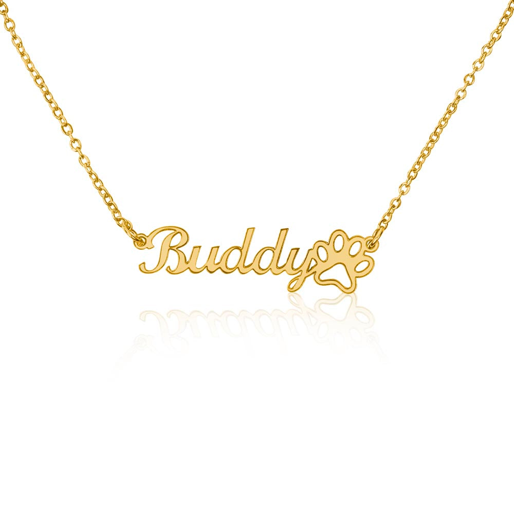 Personalized Paw Print Name Necklace – Custom Cat Lover Gift