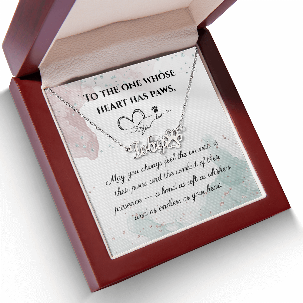 Personalized Paw Print Name Necklace – Custom Cat Lover Gift