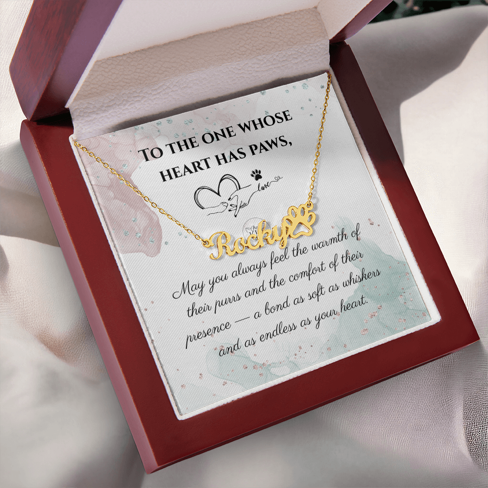 Personalized Paw Print Name Necklace – Custom Cat Lover Gift