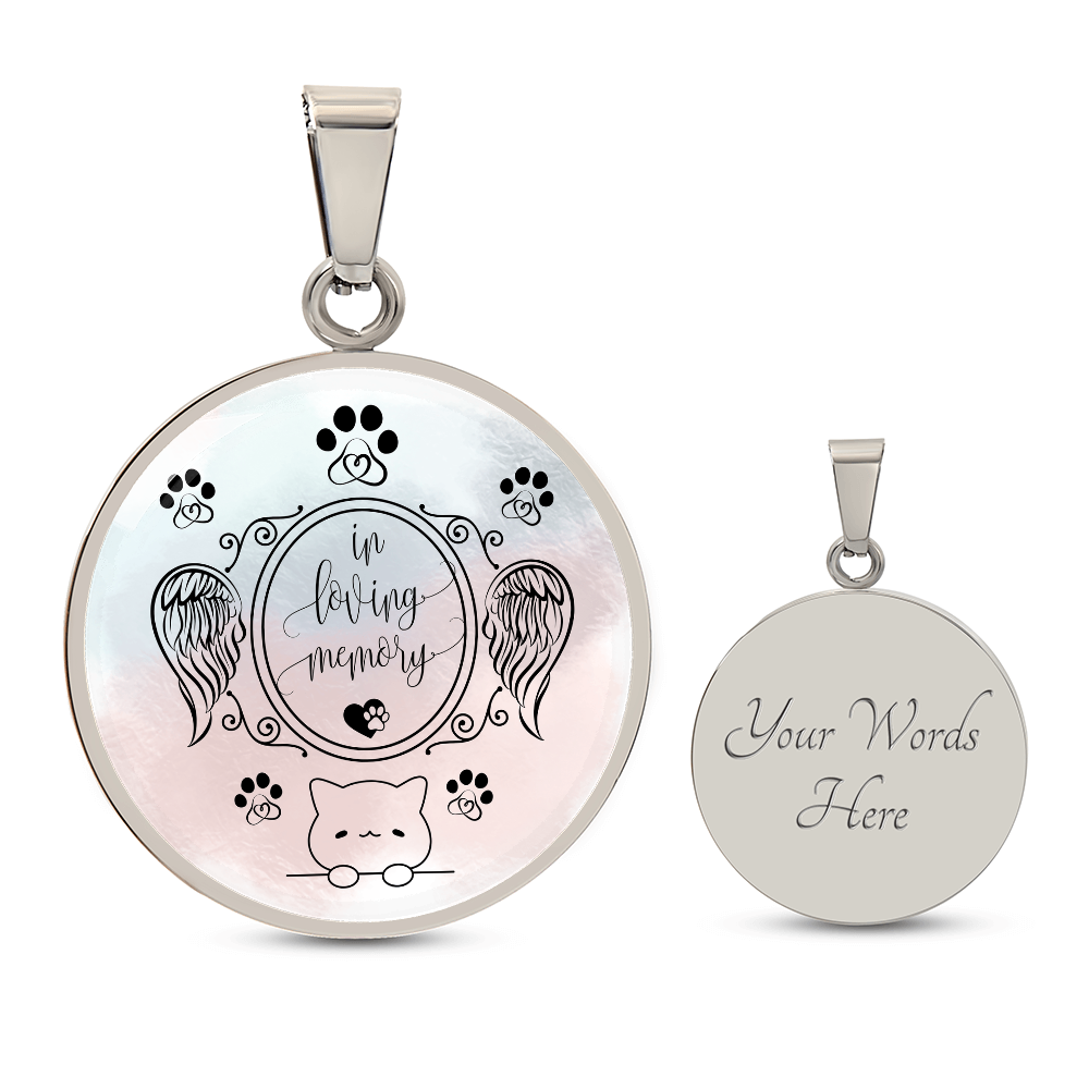 Luxury Cat Loss Necklace – Personalized Circle Memorial Pendant for Cat Lovers