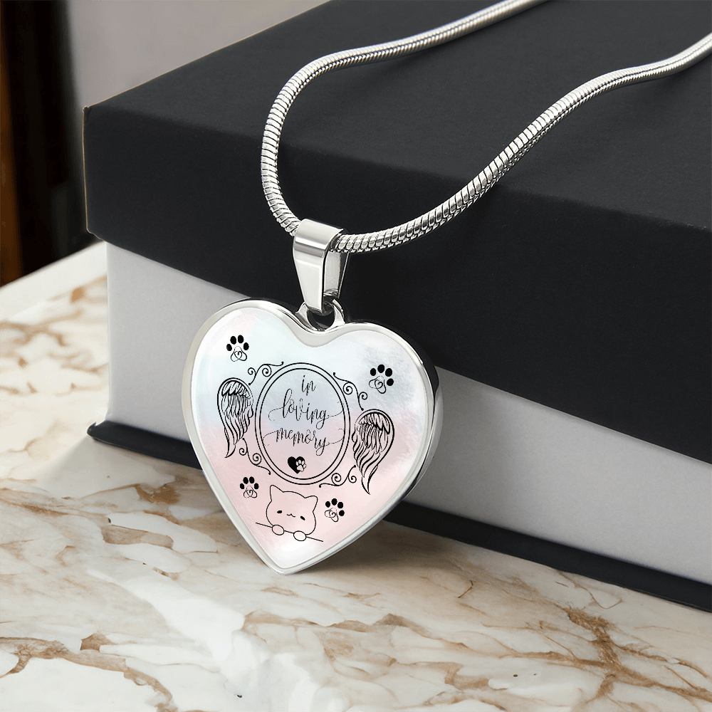 Luxury Cat Memorial Necklace – Personalized Heart Pendant for Cat Lovers & Cat Moms