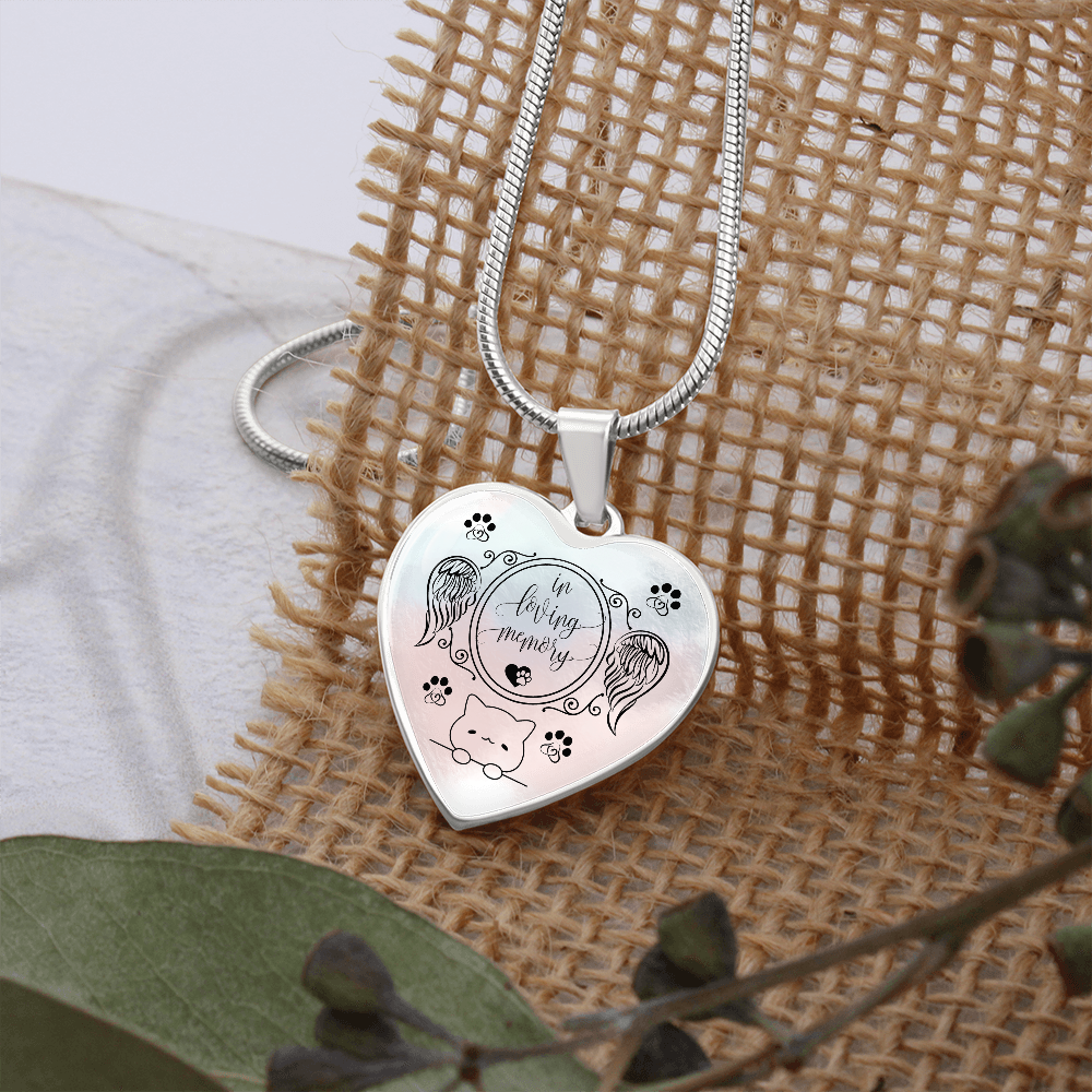 Luxury Cat Memorial Necklace – Personalized Heart Pendant for Cat Lovers & Cat Moms