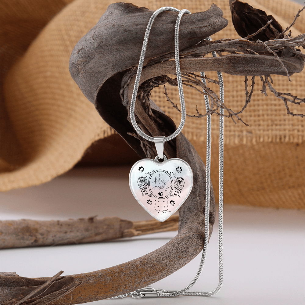 Luxury Cat Memorial Necklace – Personalized Heart Pendant for Cat Lovers & Cat Moms