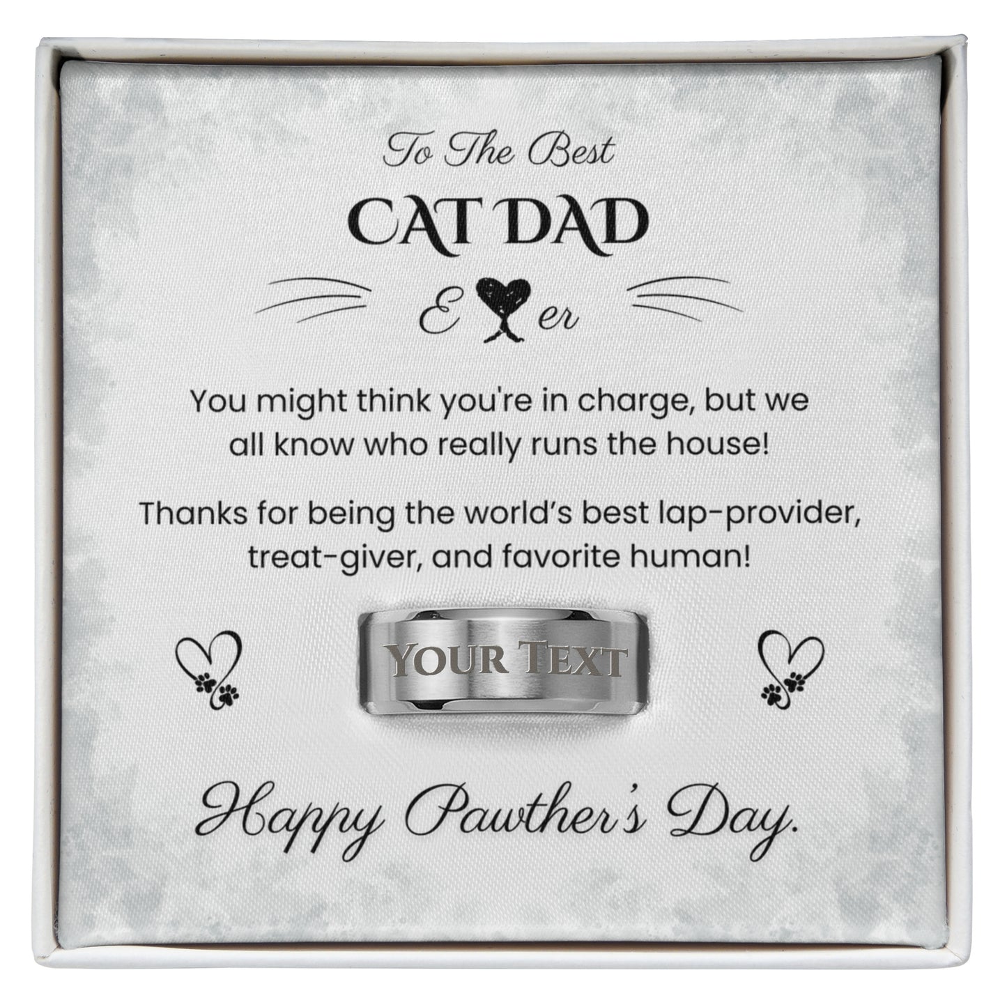 To The Best Cat Dad Ever Engraved Men's Ring | Father's Day Gift for Cat Dads