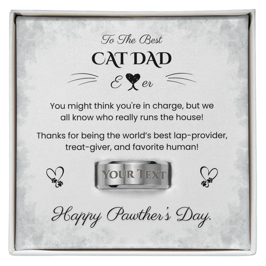 To The Best Cat Dad Ever Engraved Men's Ring | Father's Day Gift for Cat Dads