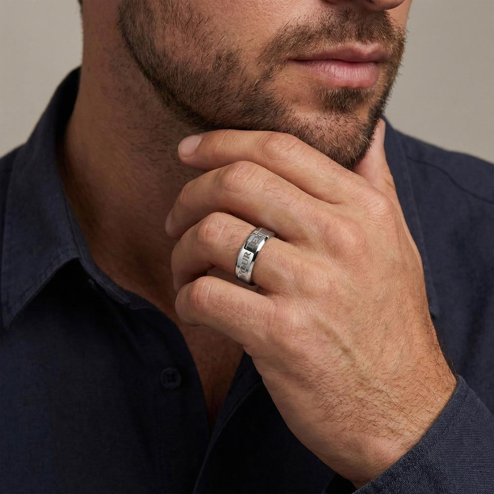 To The Best Cat Dad Ever Engraved Men's Ring | Father's Day Gift for Cat Dads