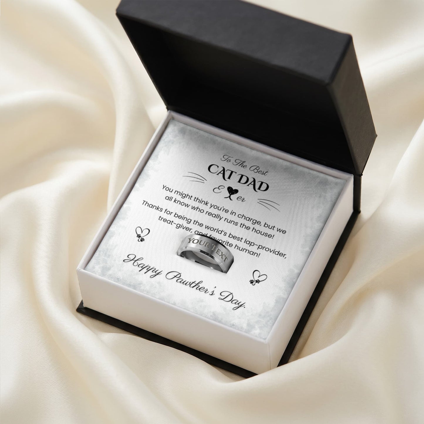 To The Best Cat Dad Ever Engraved Men's Ring | Father's Day Gift for Cat Dads