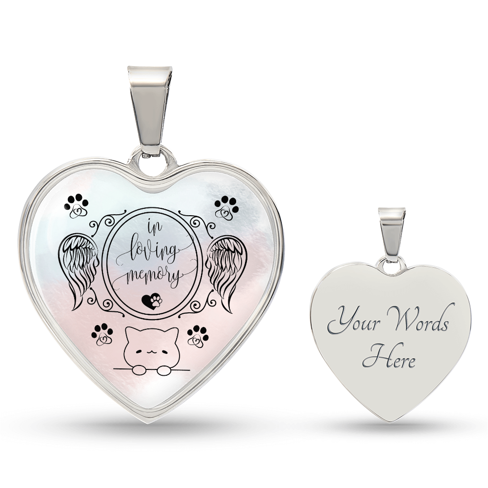 Luxury Cat Memorial Necklace – Personalized Heart Pendant for Cat Lovers & Cat Moms