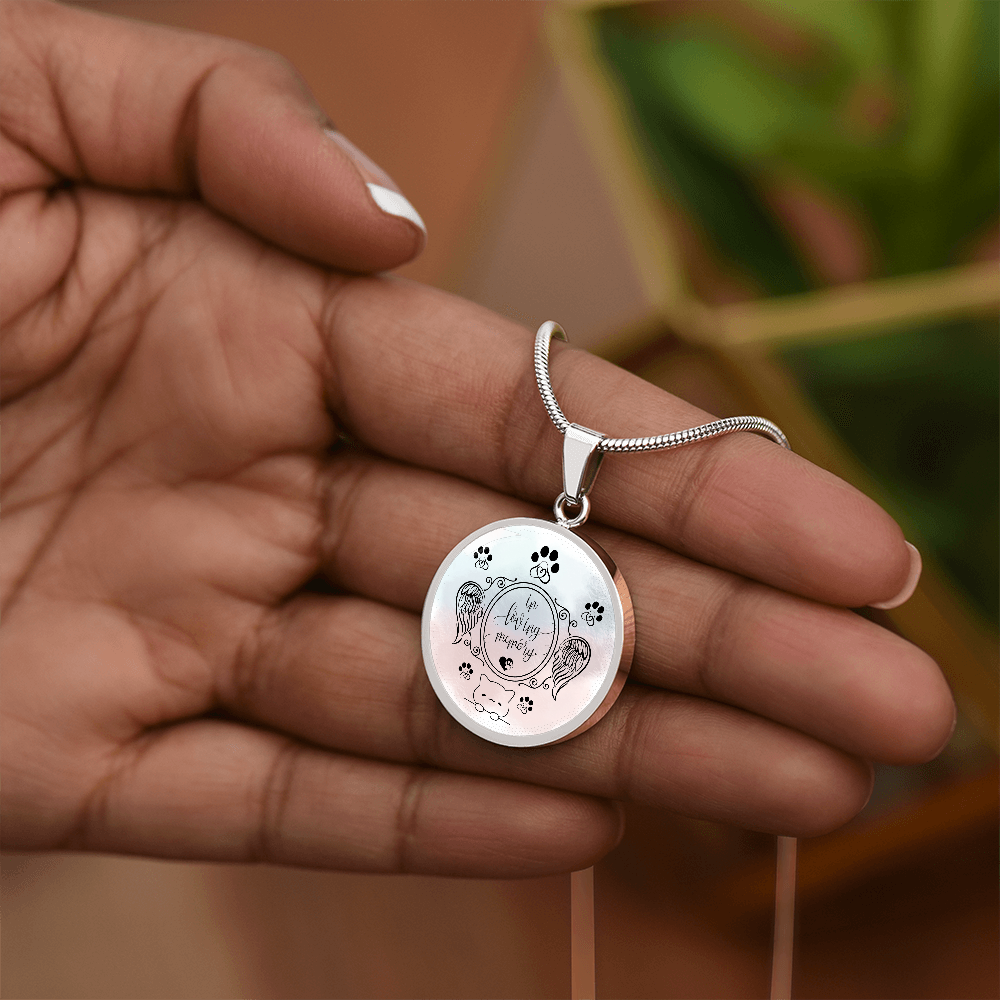 Luxury Cat Loss Necklace – Personalized Circle Memorial Pendant for Cat Lovers