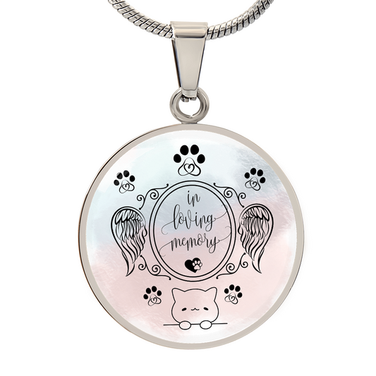 Luxury Cat Loss Necklace – Personalized Circle Memorial Pendant for Cat Lovers