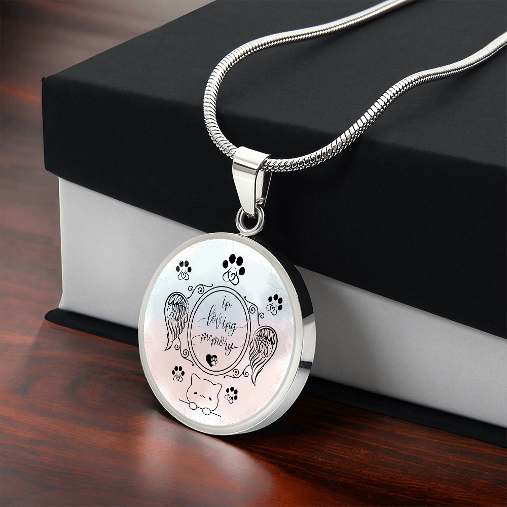 Luxury Cat Loss Necklace – Personalized Circle Memorial Pendant for Cat Lovers