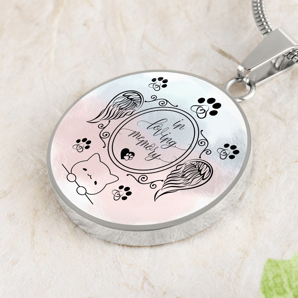 Luxury Cat Loss Necklace – Personalized Circle Memorial Pendant for Cat Lovers