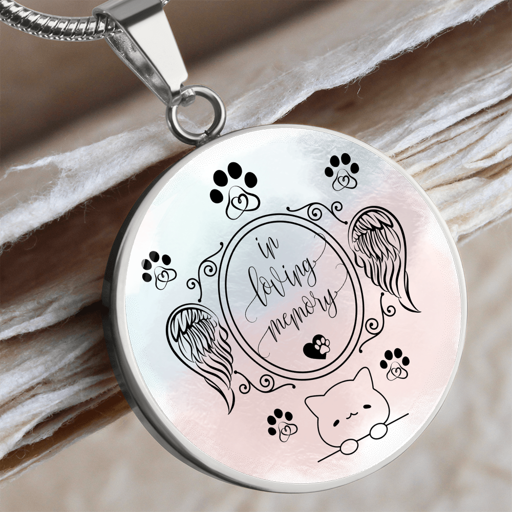 Luxury Cat Loss Necklace – Personalized Circle Memorial Pendant for Cat Lovers