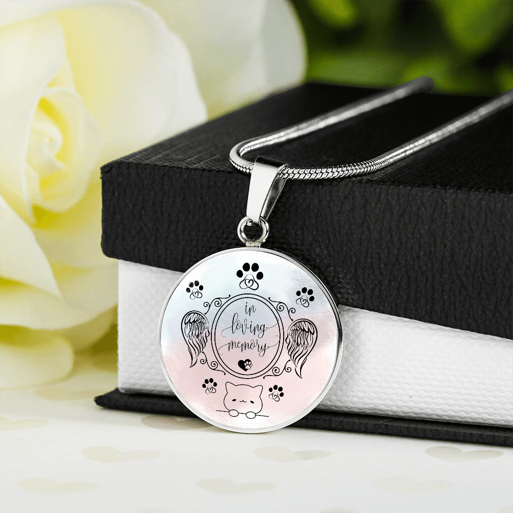 Luxury Cat Loss Necklace – Personalized Circle Memorial Pendant for Cat Lovers