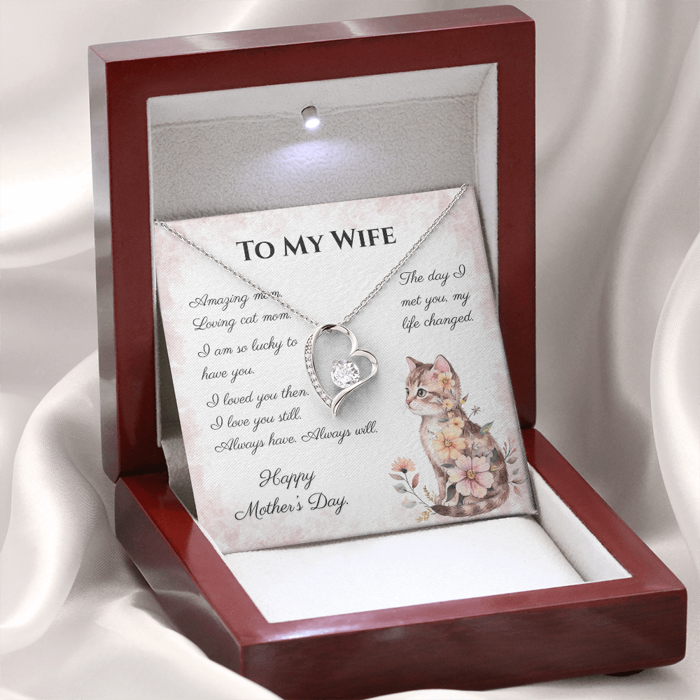 To My Wife – Always Yours Forever Love Necklace | Mother's Day Gift for Cat Moms