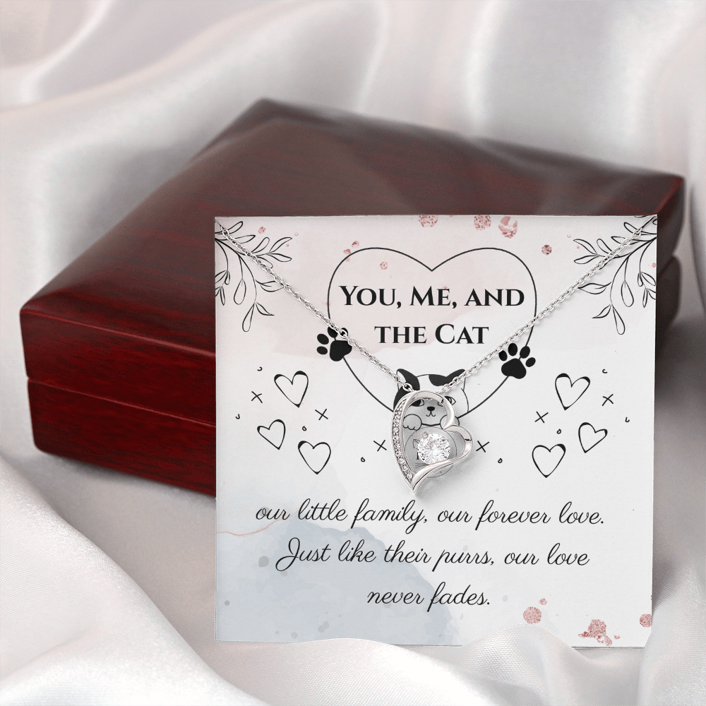 You, Me, and the Cat – Forever Love Necklace for Cat Lovers, Couples & Cat Moms