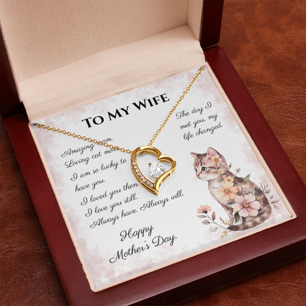 To My Wife – Always Yours Forever Love Necklace | Mother's Day Gift for Cat Moms