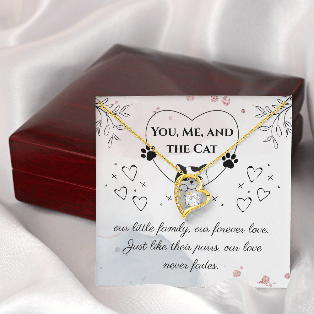 You, Me, and the Cat – Forever Love Necklace for Cat Lovers, Couples & Cat Moms