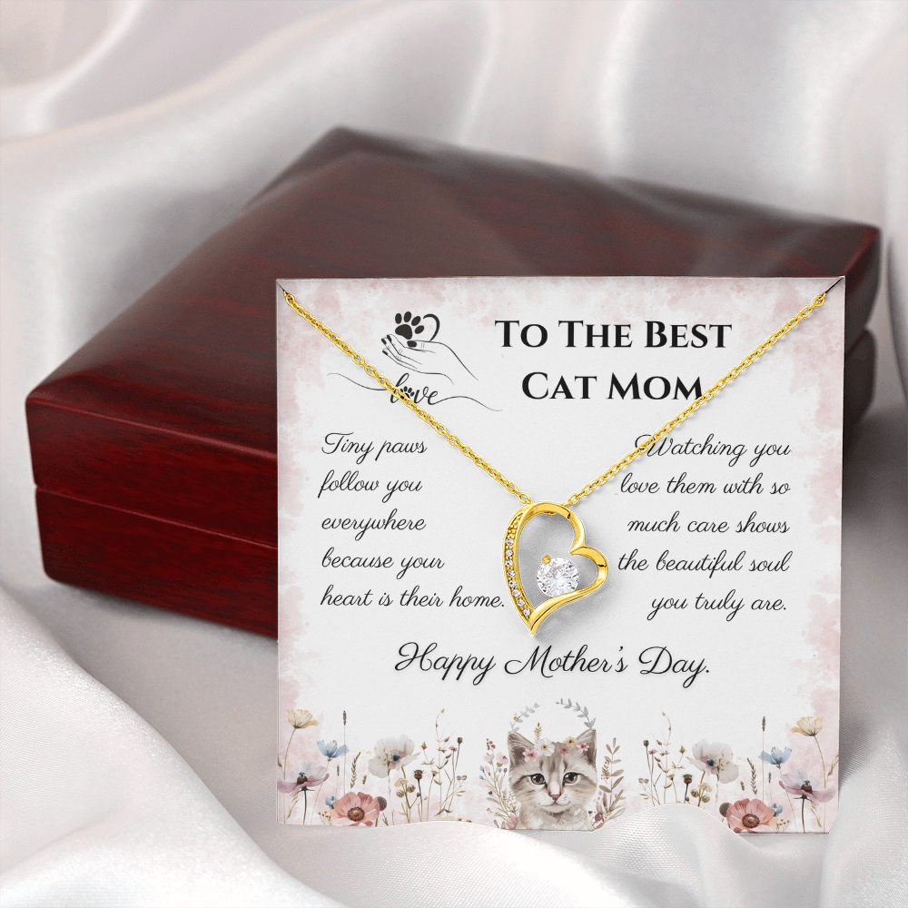 To The Best Cat Mom Forever Love Necklace | Cat Lover Mother's Day Gift