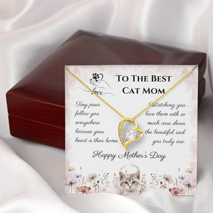 To The Best Cat Mom Forever Love Necklace | Cat Lover Mother's Day Gift
