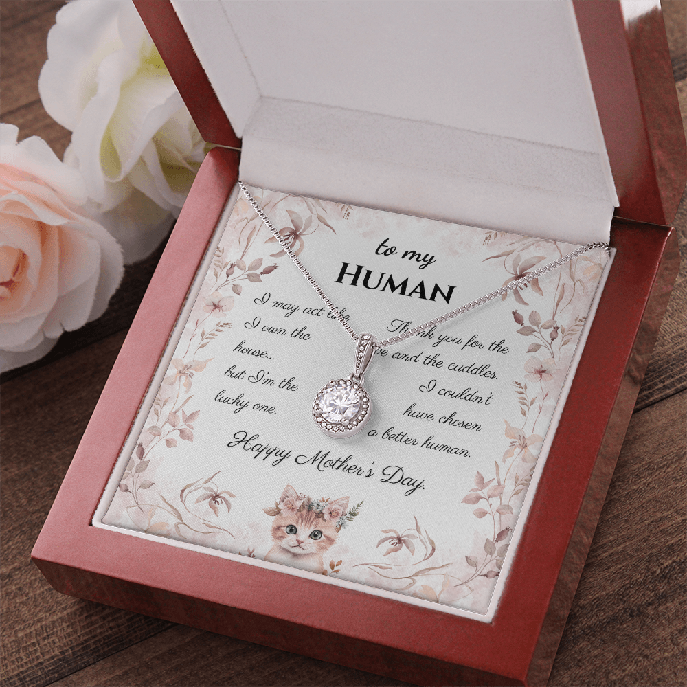To My Human – Forever Loved Eternal Hope Necklace | Mother's Day Gift from the Cat for Cat Moms