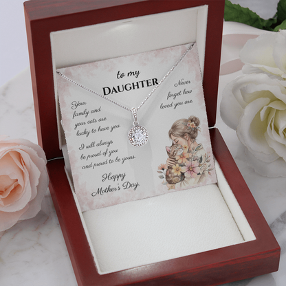 To My Daughter – Forever Proud Eternal Hope Necklace | Mother's Day Gift for Cat Lovers
