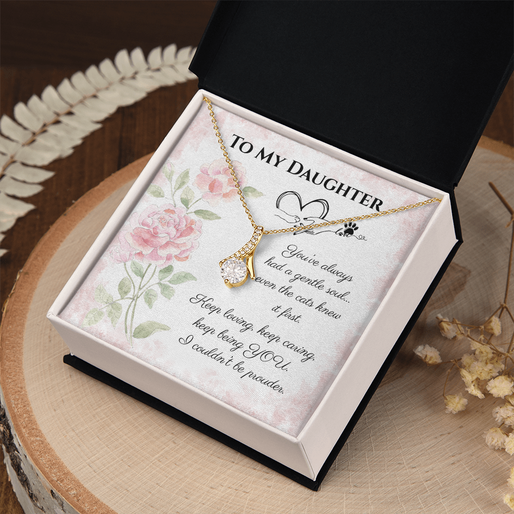 To My Daughter Alluring Beauty Necklace – Daughter Gift for Cat Lovers & Cat Moms