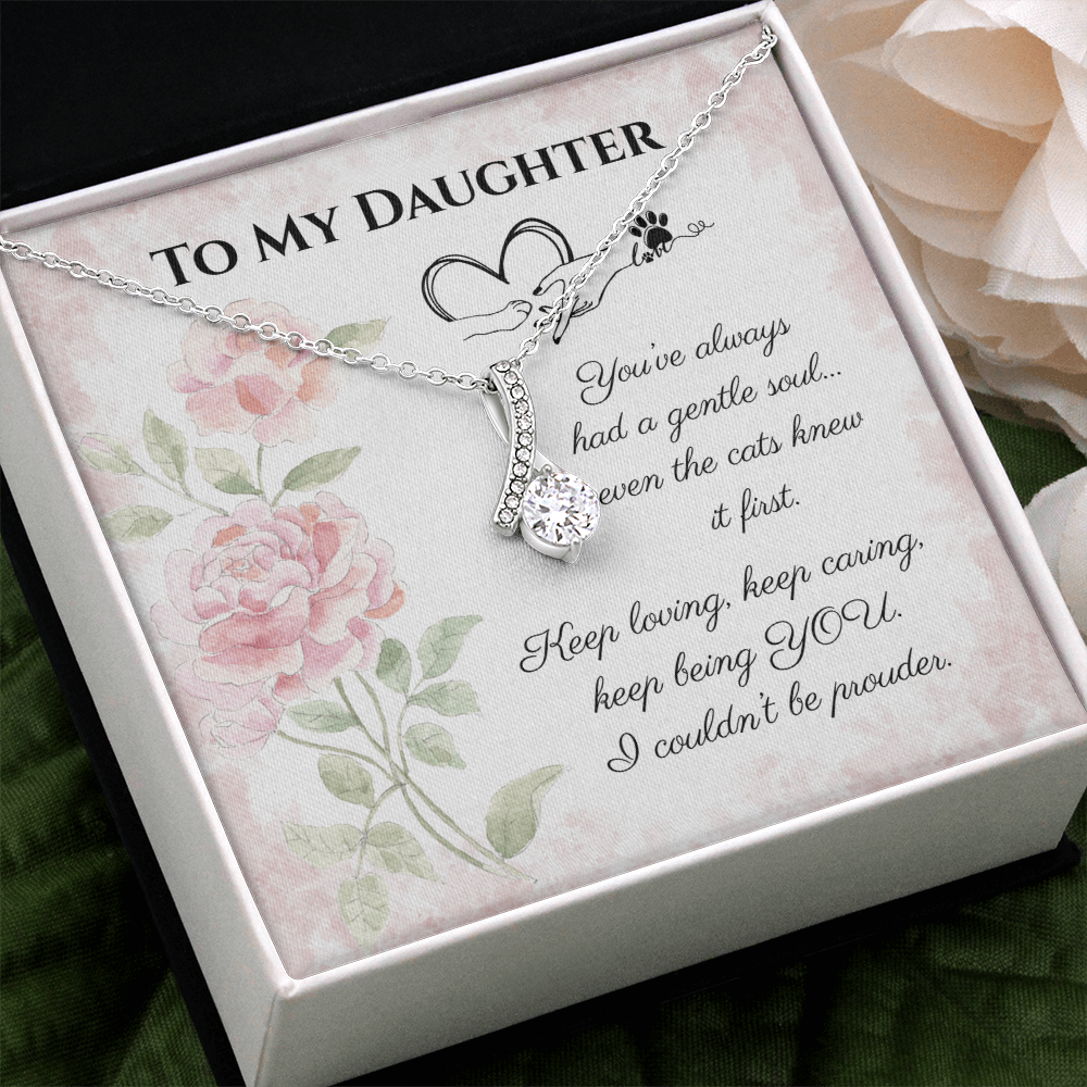 To My Daughter Alluring Beauty Necklace – Daughter Gift for Cat Lovers & Cat Moms