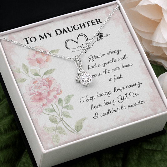 To My Daughter Alluring Beauty Necklace – Daughter Gift for Cat Lovers & Cat Moms