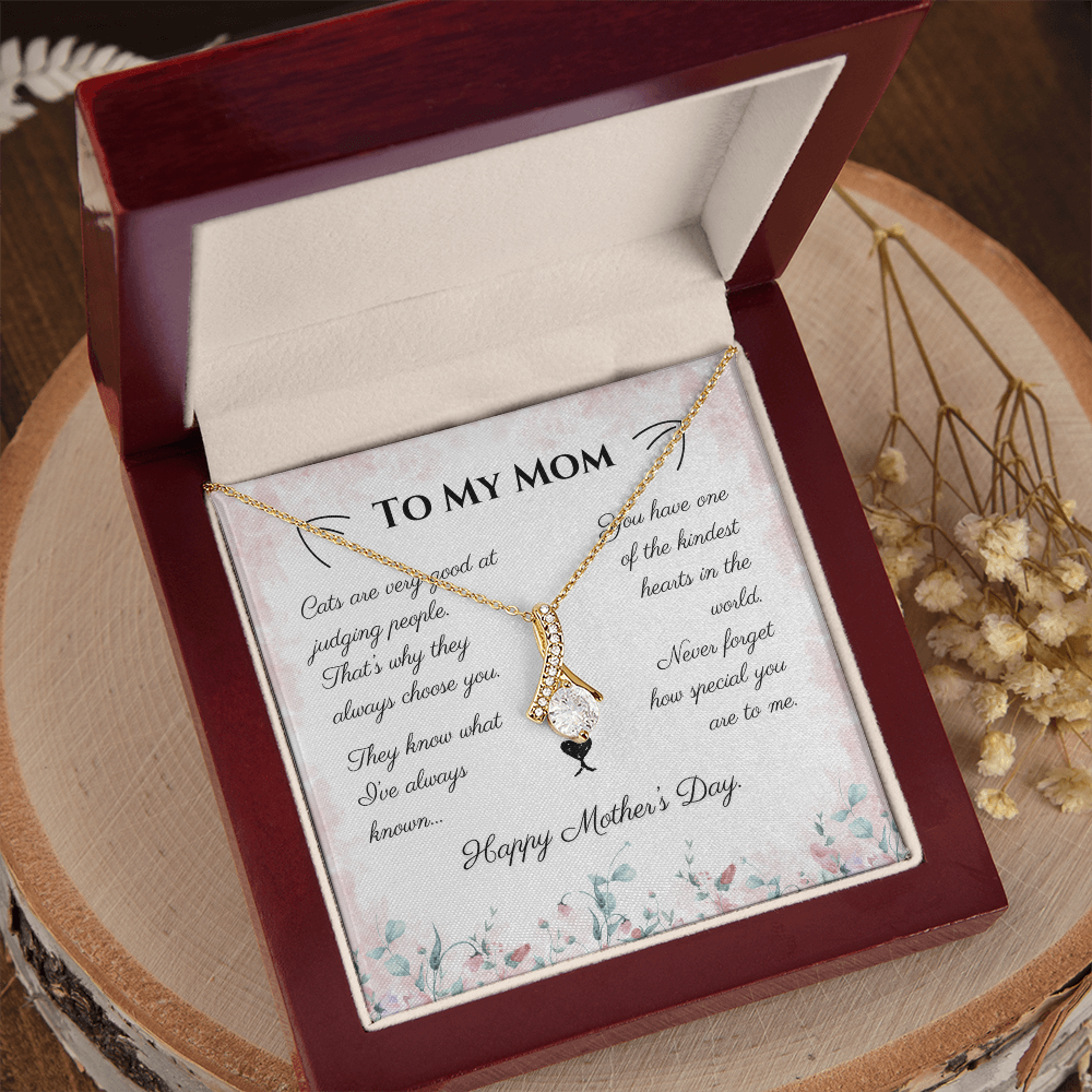To My Mom Alluring Beauty Necklace | Cat Lover Mother's Day Gift