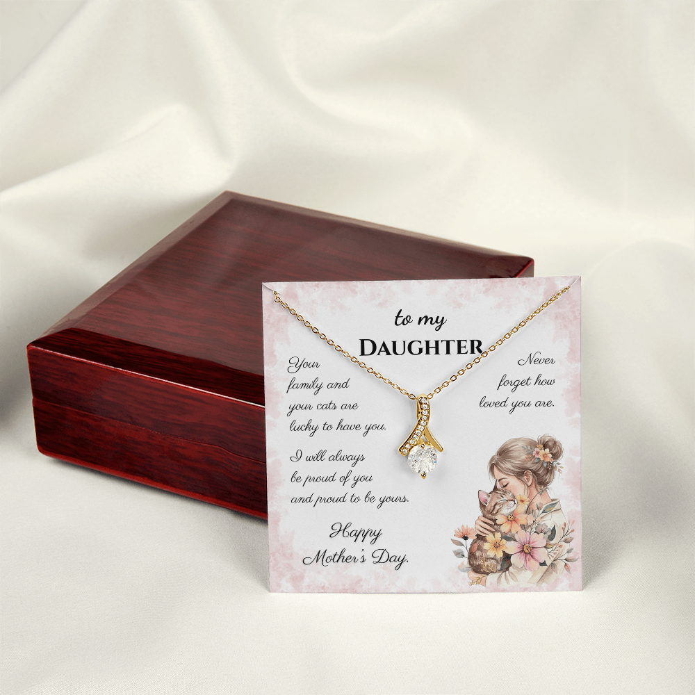 To My Daughter – Forever Proud Alluring Beauty Necklace | Mother's Day Gift for Cat Lovers