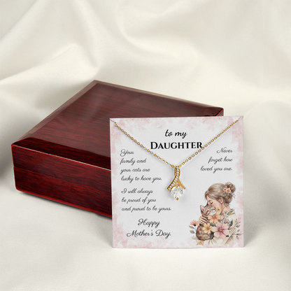To My Daughter – Forever Proud Alluring Beauty Necklace | Mother's Day Gift for Cat Lovers