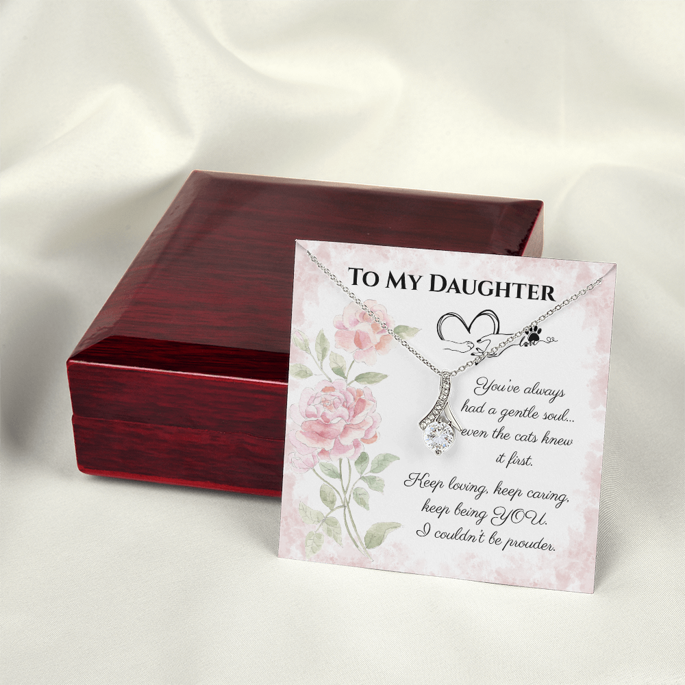 To My Daughter Alluring Beauty Necklace – Daughter Gift for Cat Lovers & Cat Moms