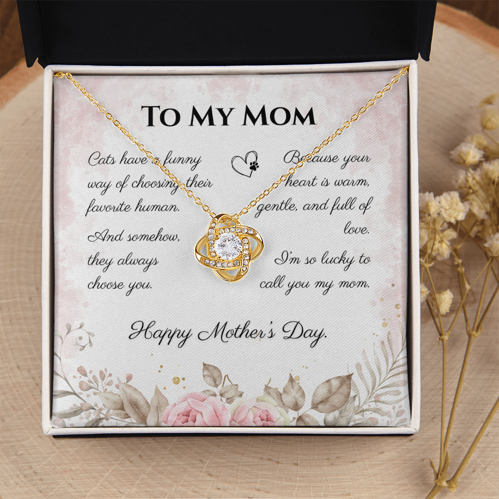 To My Mom Love Knot Necklace | Cat Lover Mother's Day Gift