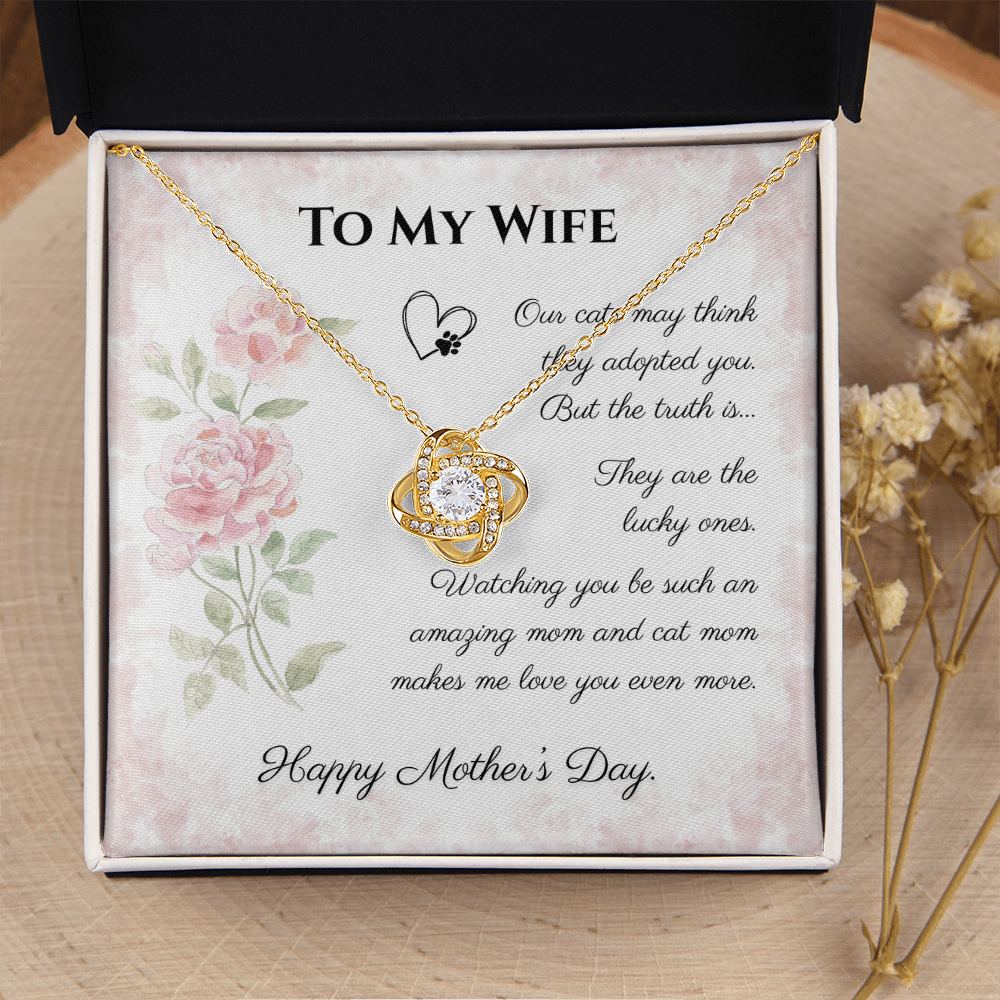 To My Wife Love Knot Necklace | Cat Lover Mother's Day Gift