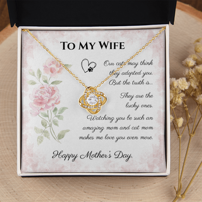 To My Wife Love Knot Necklace | Cat Lover Mother's Day Gift