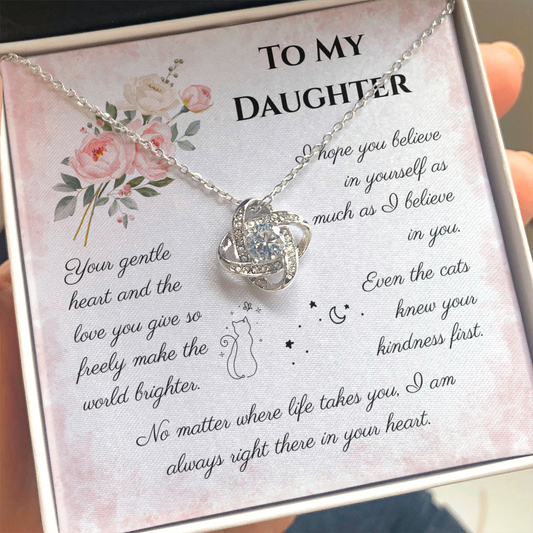 To My Daughter Love Knot Necklace – Cat Lover Daughter Gift