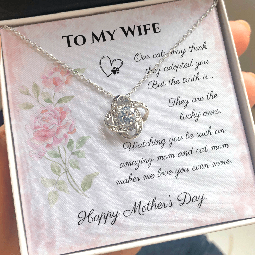 To My Wife Love Knot Necklace | Cat Lover Mother's Day Gift