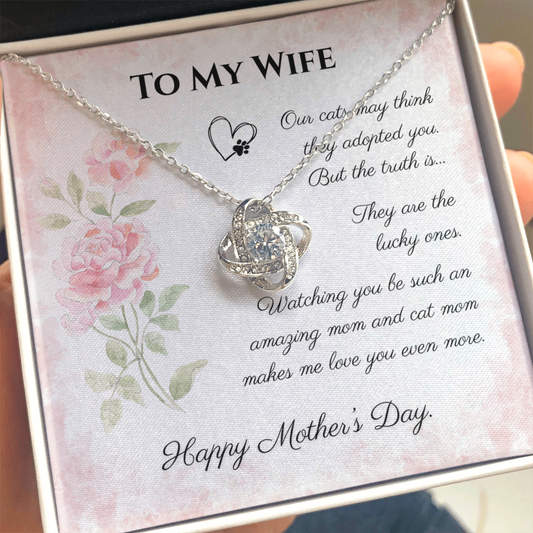To My Wife Love Knot Necklace | Cat Lover Mother's Day Gift